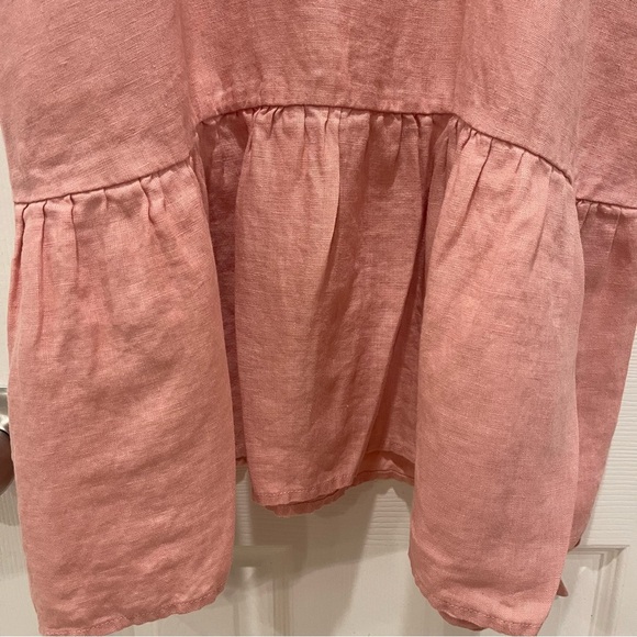 Grae Cove Adelita Midi Dress Sz Small Pink Linen Babydoll Ruffle Soft Feminine - Picture 5 of 10